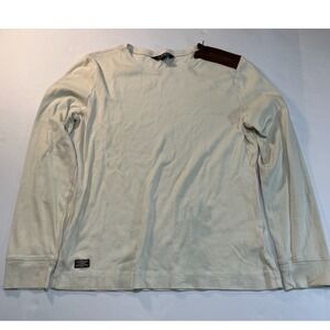 Lauren Ralph Lauren Sweater Top Womens XL Cream Suede Elbow Patch Equestrian